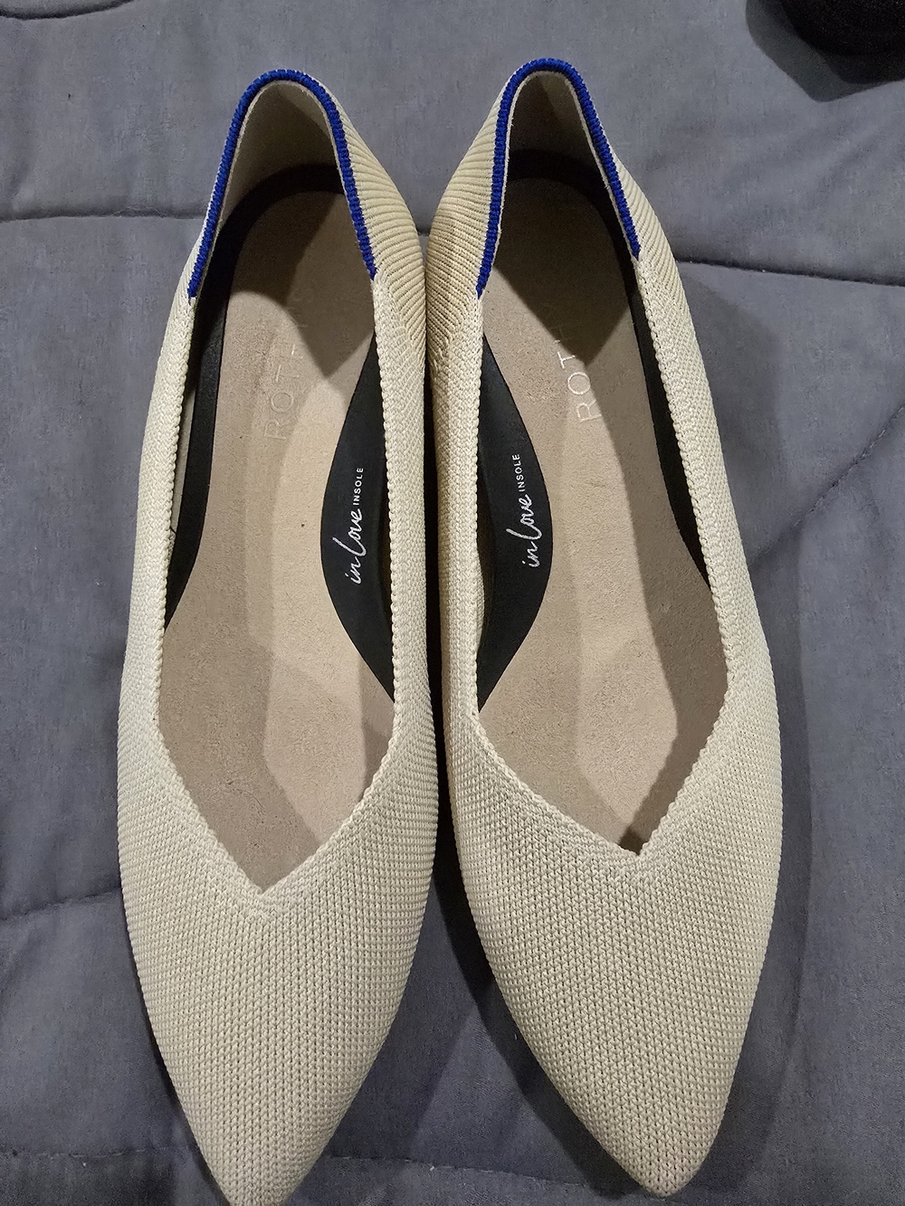 Rothy's Pointed Knit Flats in Cream - Women's Slip-On